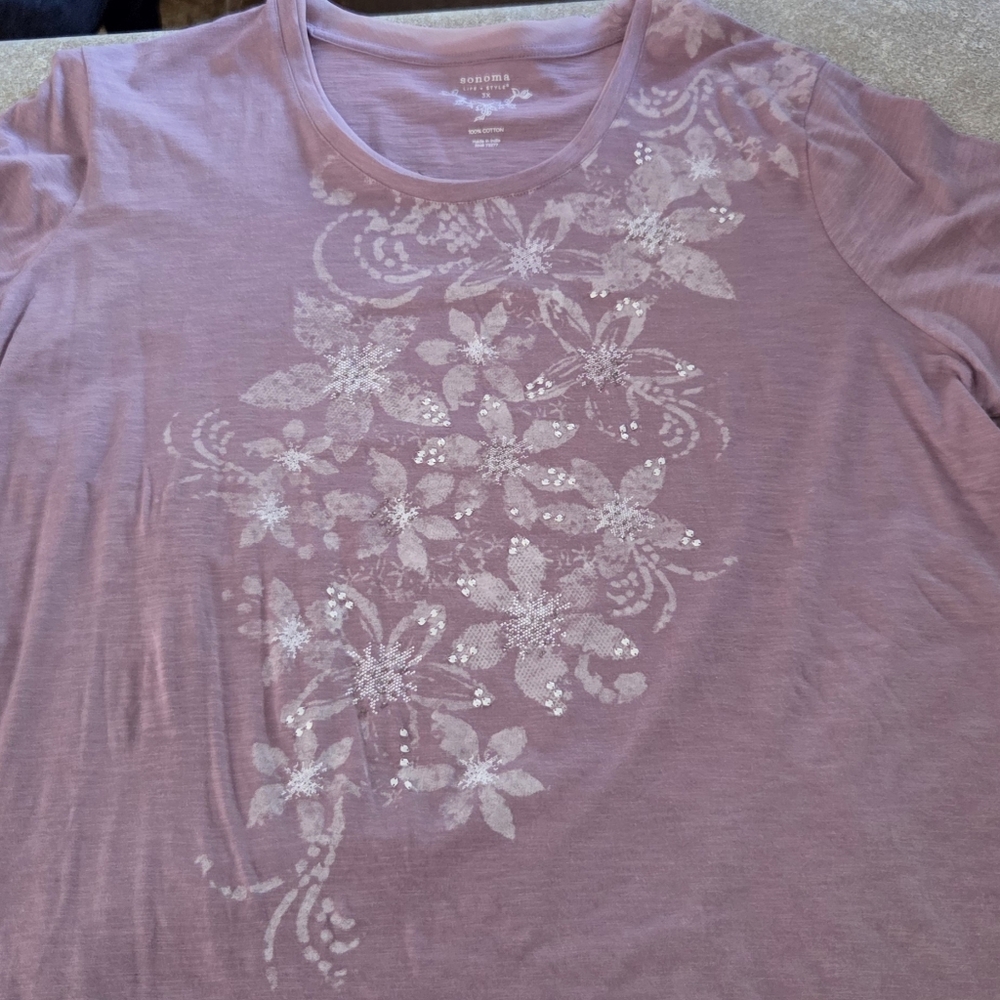 Sonoma Pink Floral Short Sleeve Tee